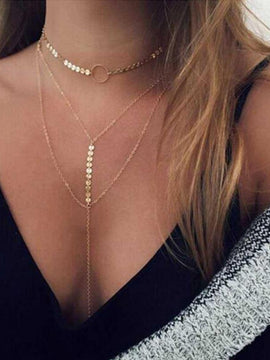 Three Layer Lariat Choker Necklace