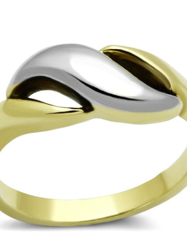 TK1089 - Two-Tone IP Gold (Ion Plating) Stainless Steel Ring with No