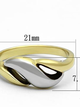 TK1089 - Two-Tone IP Gold (Ion Plating) Stainless Steel Ring with No